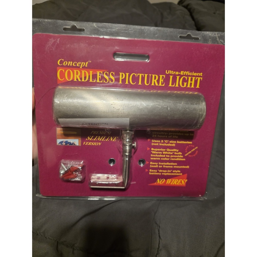 Concept Cordless Picture Light Satin Nickel Slimline New Sealed No‎ Wires